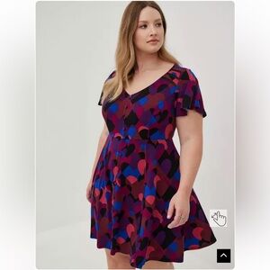 Torrid Flutter Mini Dress - Studio Knit Multi Heart